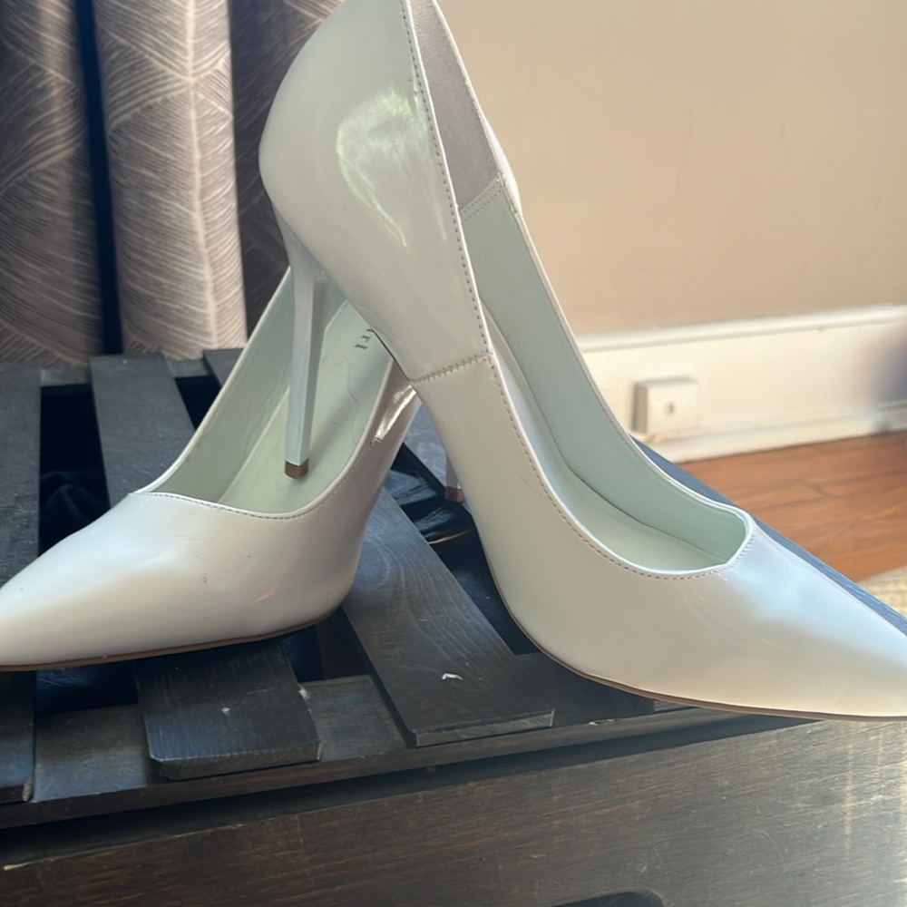 White patent leather heels in perfect condition!